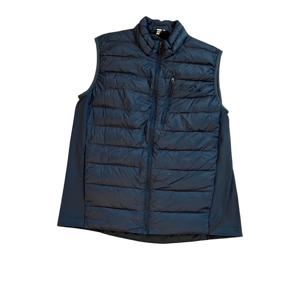 Eddie Bauer Mens 550 Down Puffer Vest Navy Blue Hybrid Stretch  Medium